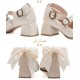 Iris Corolla Tulips Chunky Heel Shoes(Reservation/6 Colours/Full Payment Without Shipping)